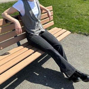 Pinstripe grey and white vest